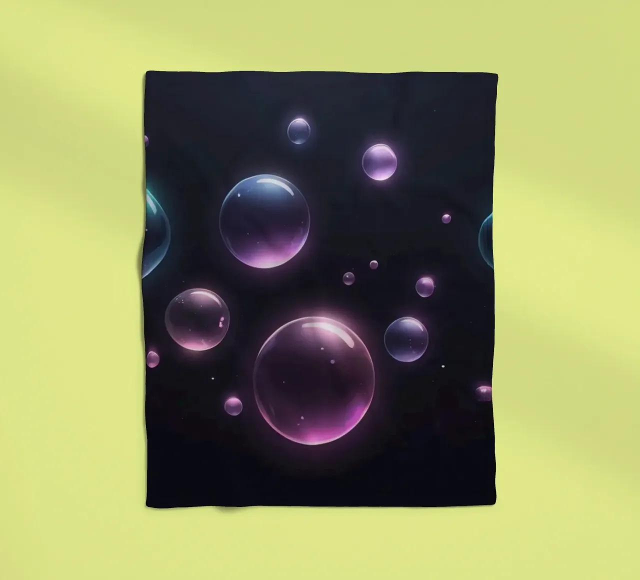 bubbles floating against a dark background mesmerizing art fleece blanket by DesignDoodle