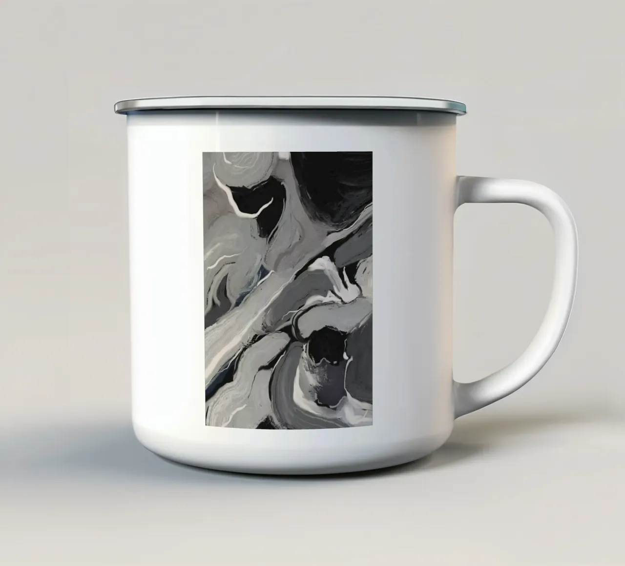Organic black and white flow enamel mug by Little Dean