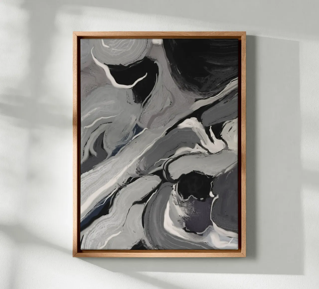 Flusso organico in bianco e nero tela con Cornice a cassetta da Little Dean