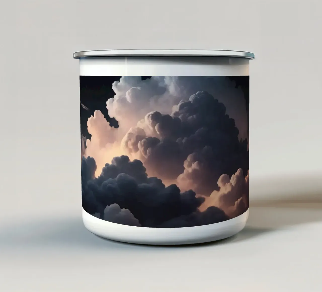 wolkenformatie creëert een prachtige abstracte achtergrond emaille mok van DesignDoodle