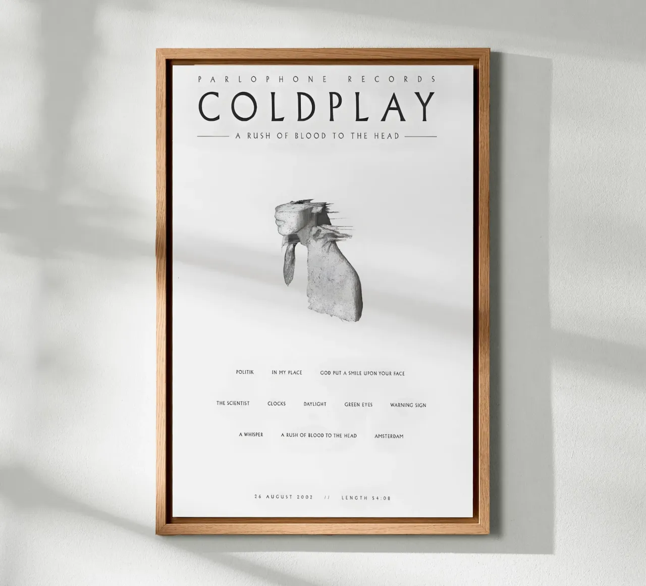 A Rush of Blood to the Head – Coldplay tela con Cornice a cassetta da Attaboy Dsgn
