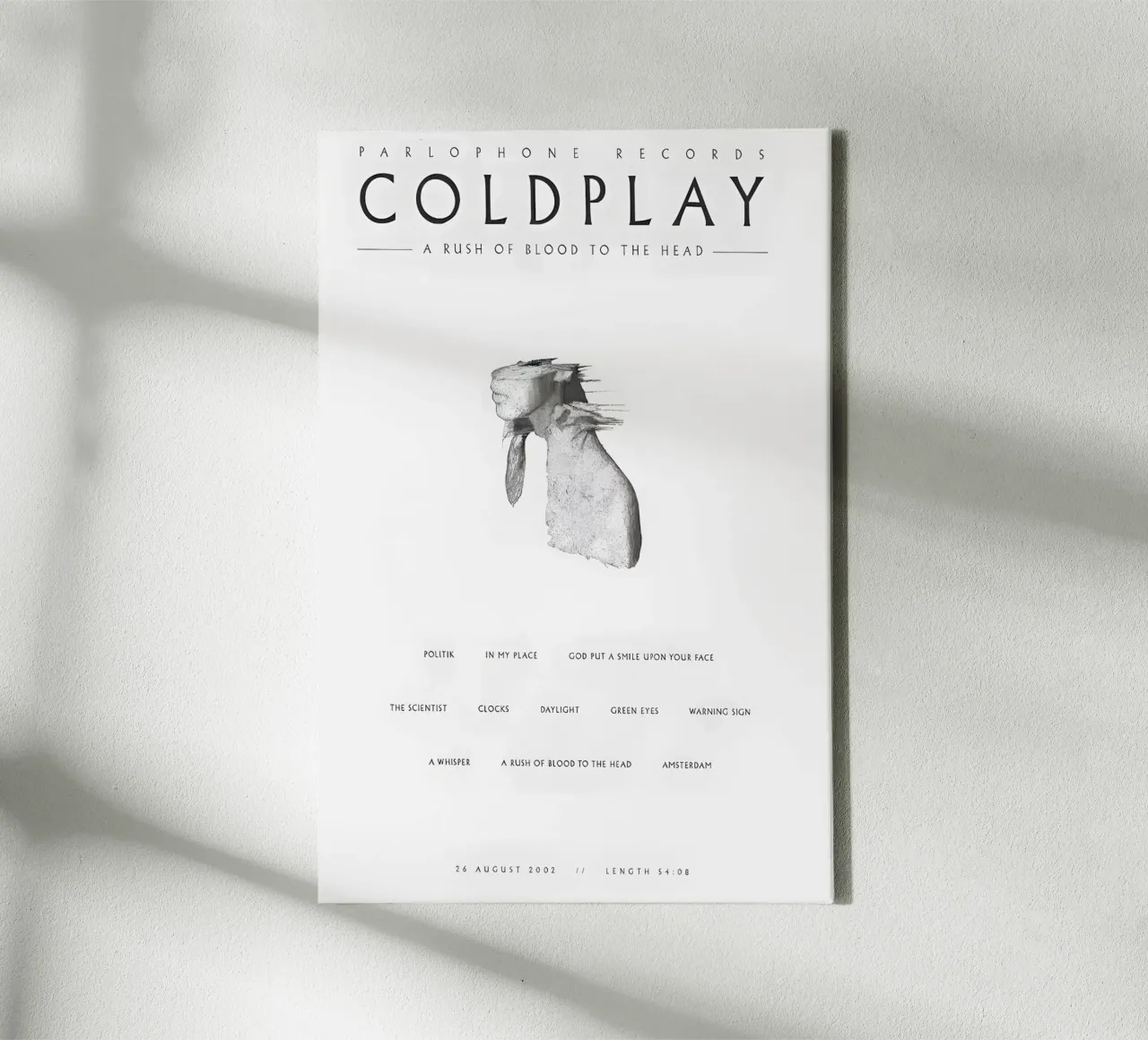 A Rush of Blood to the Head – Coldplay tela con Cornice a cassetta da Attaboy Dsgn