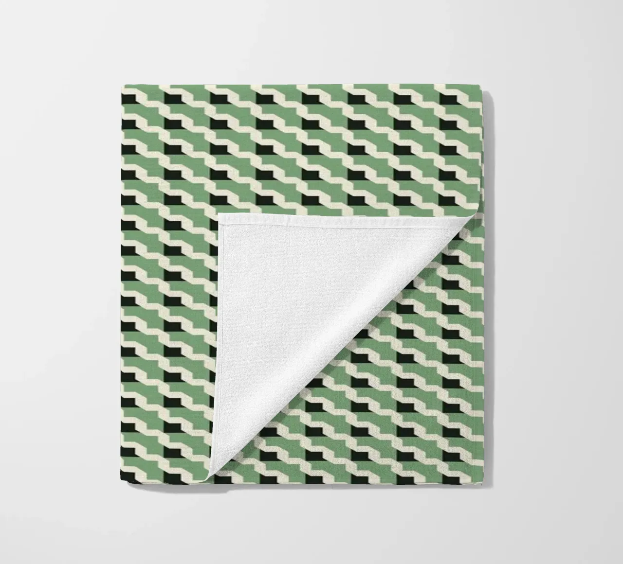 Diagonal geometry checkers beach towel by Little Dean
