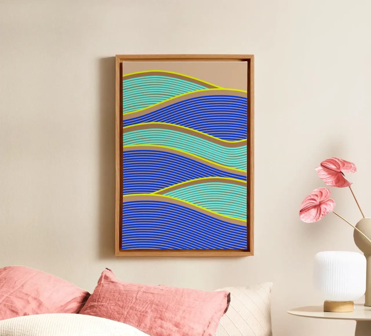Happy Times Neon Waves canvas with Floater frame by SilverPegasus