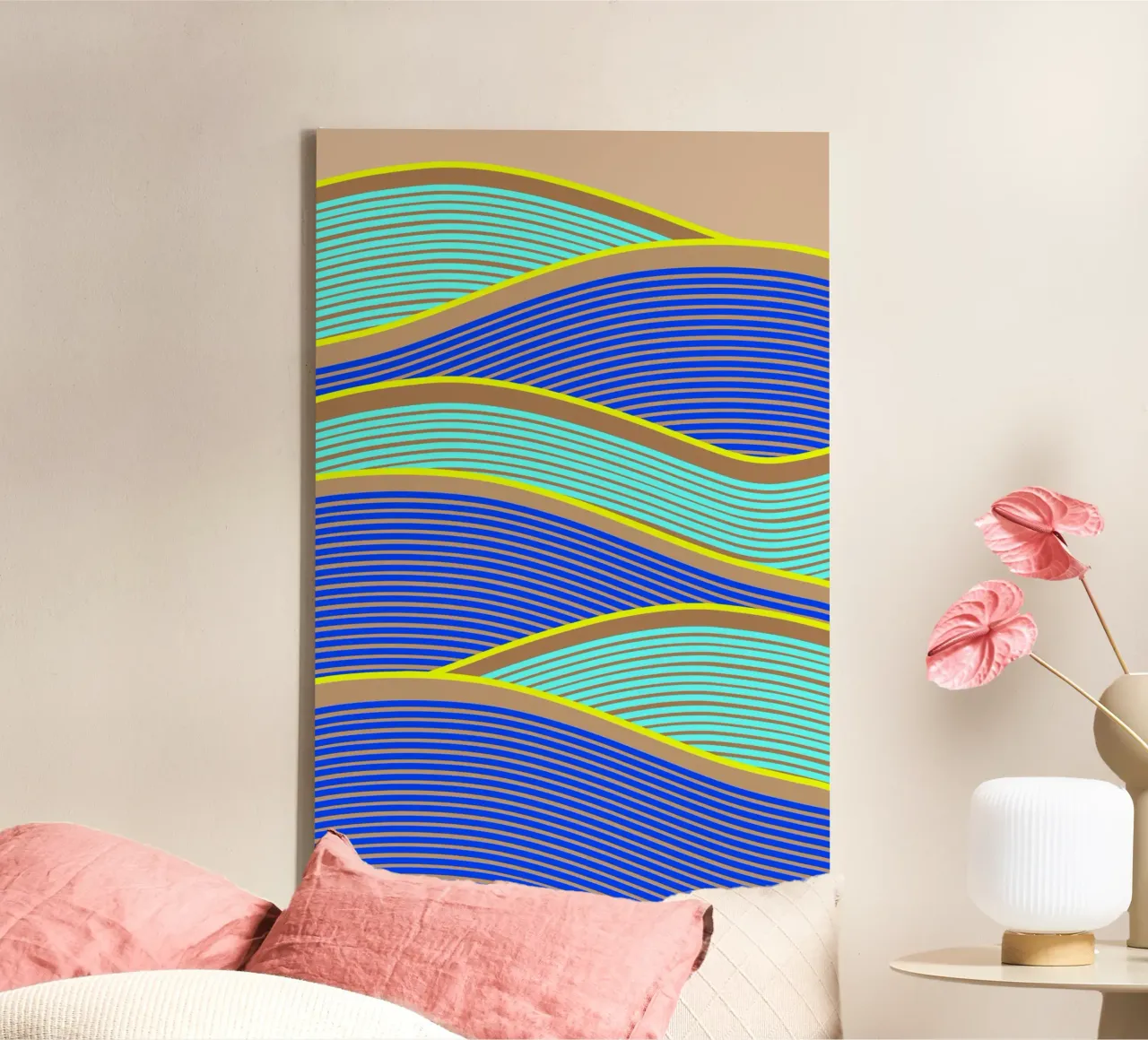 Happy Times Neon Waves canvas with Floater frame by SilverPegasus