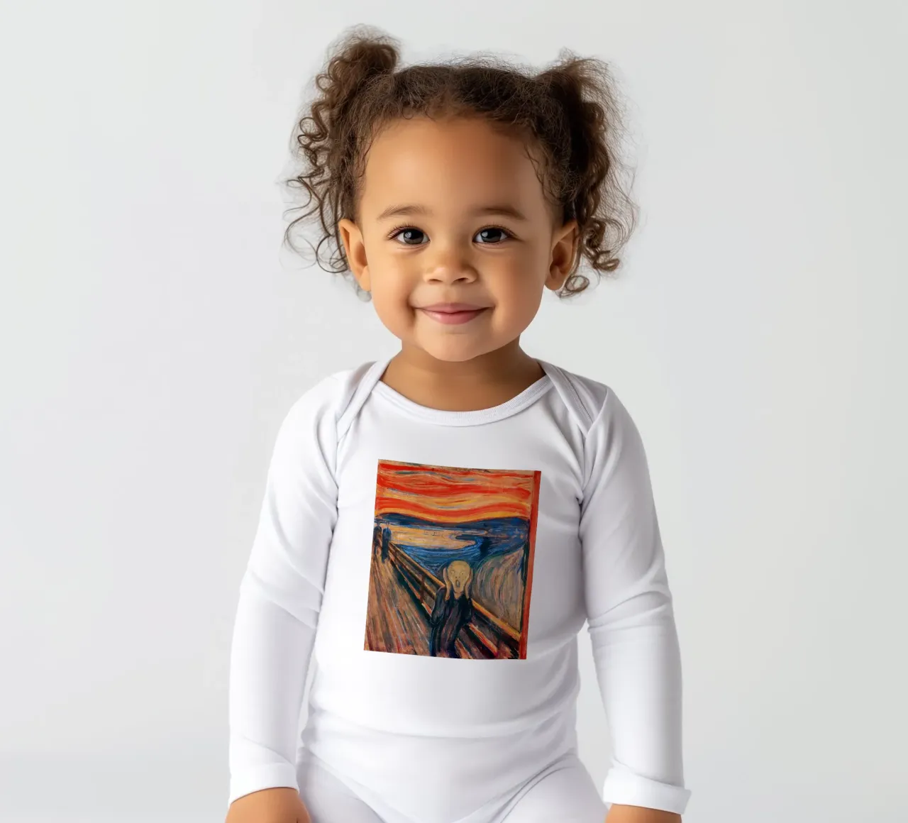 Edvard Munch long-sleeve baby romper by Brooke