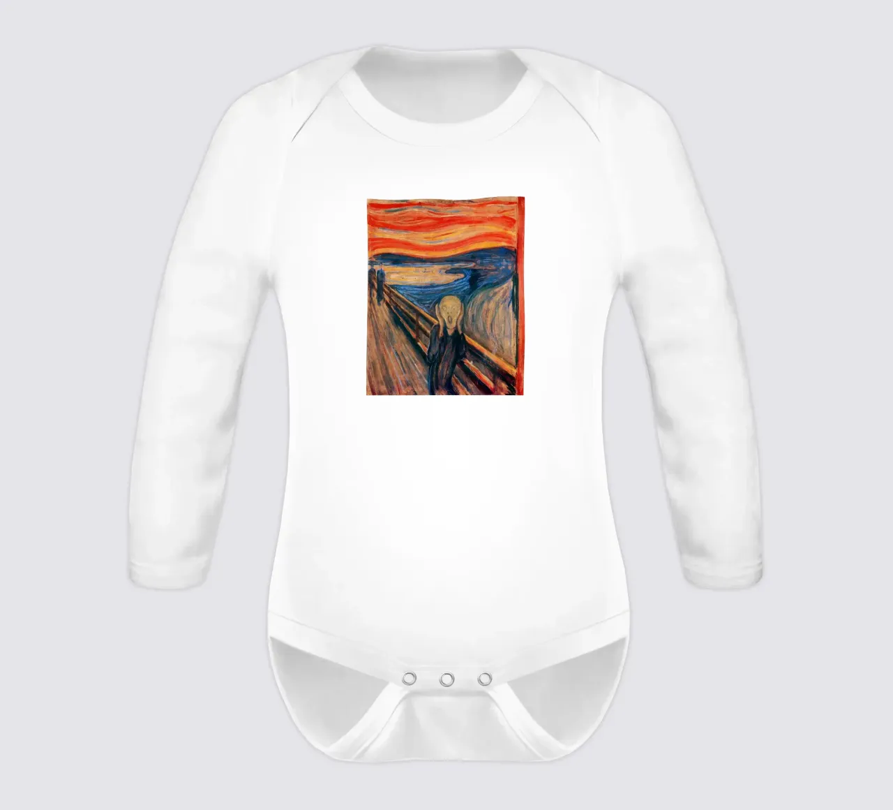 Edvard Munch long-sleeve baby romper by Brooke