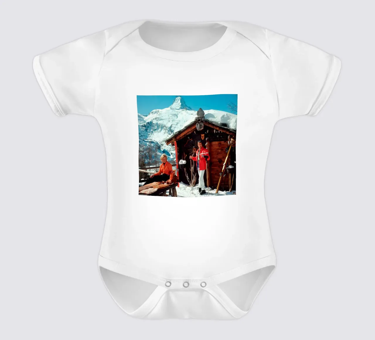 Slim Aarons Chalet Costi body neonato maniche corte da Chrisvintage