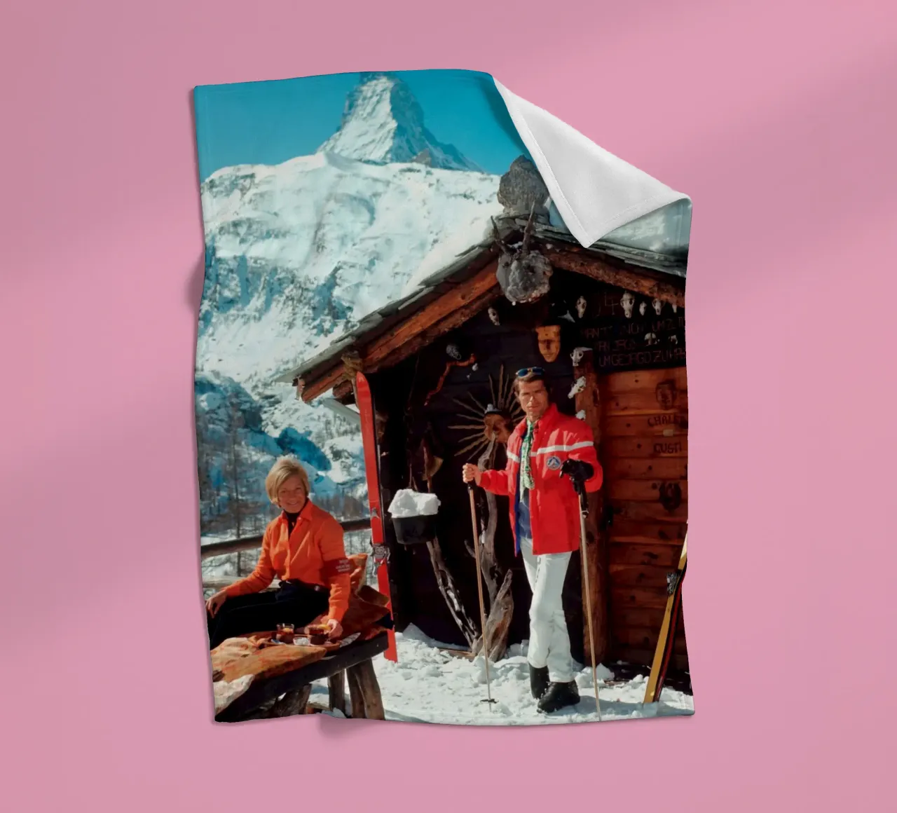 Slim Aarons Chalet Costi coperta in pile da Chrisvintage