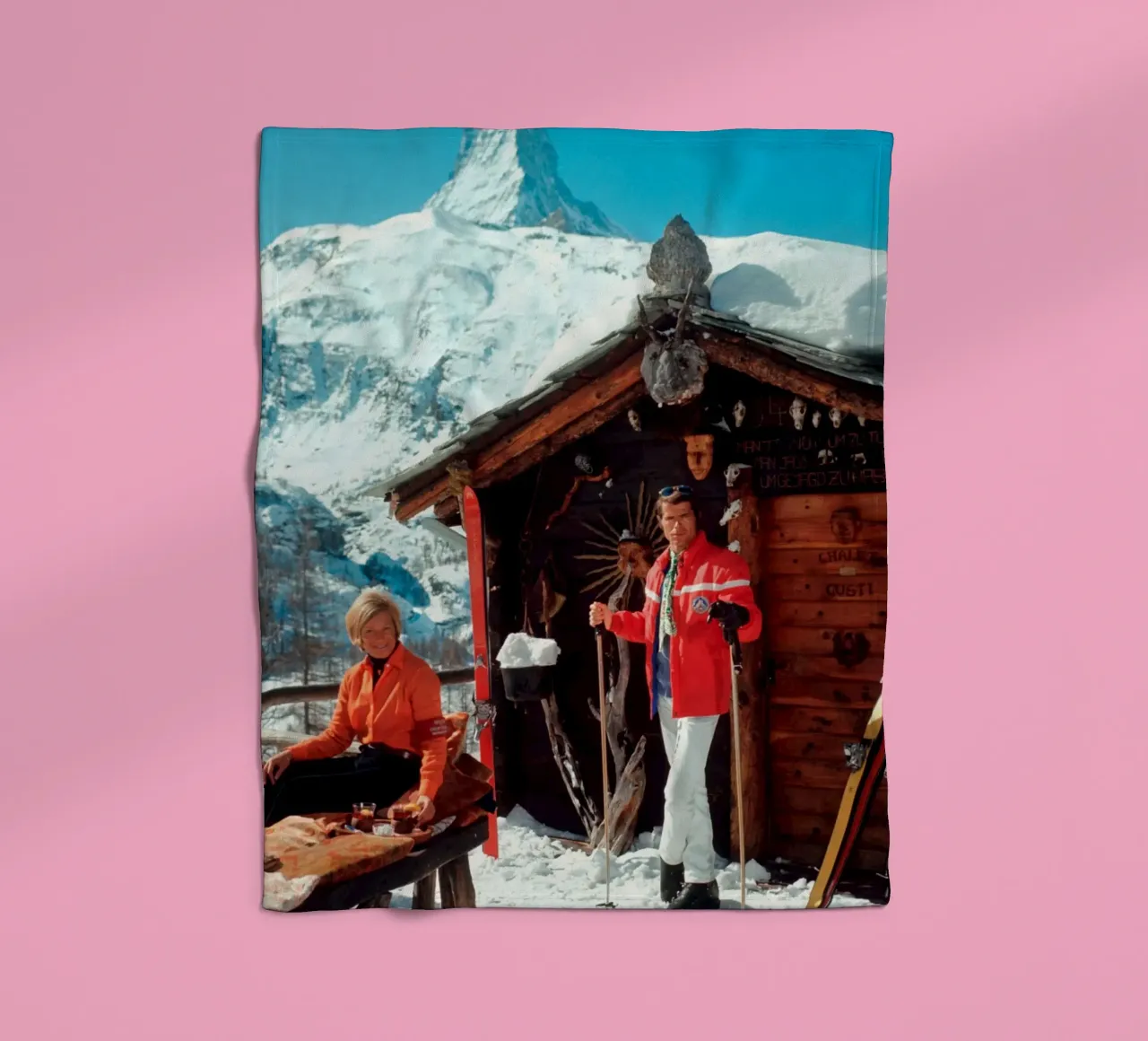 Slim Aarons Chalet Costi coperta in pile da Chrisvintage