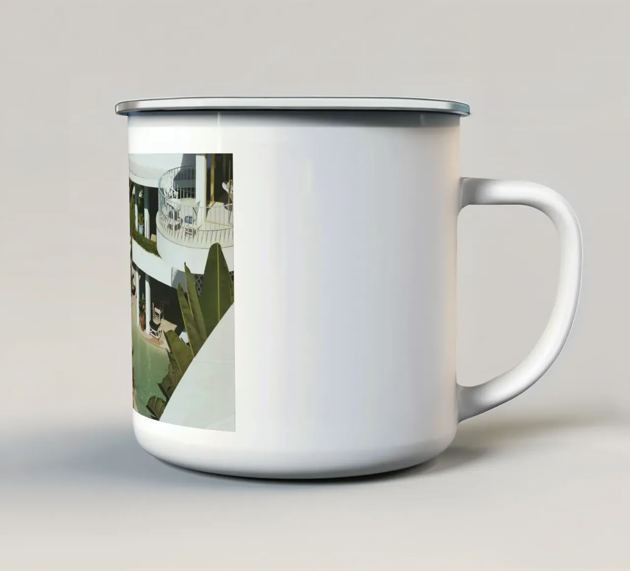 Piscina panoramica Slim Aarons tazza in smalto da Chrisvintage