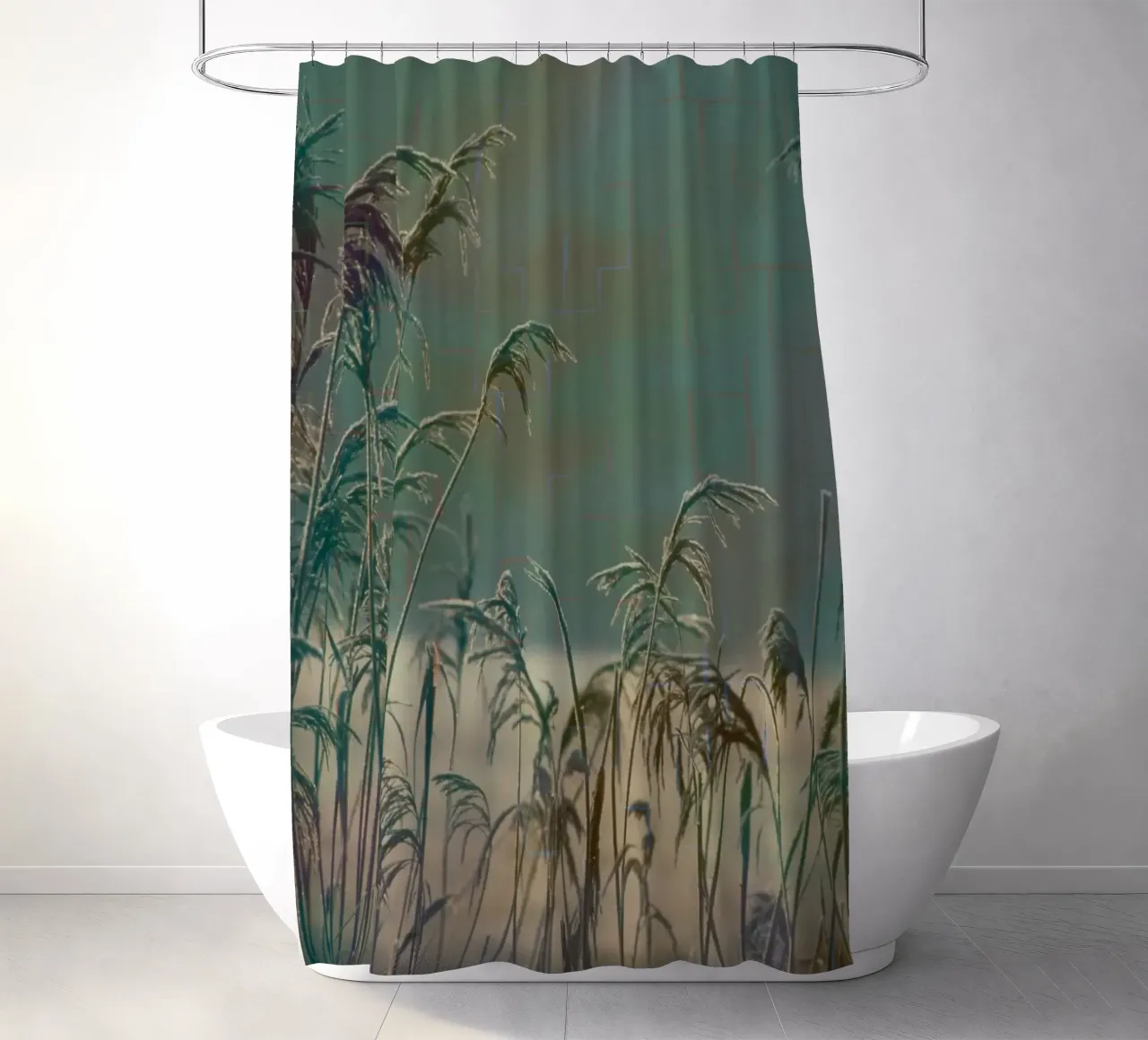 Canne su uno sfondo colorato tenda da doccia da Something for you