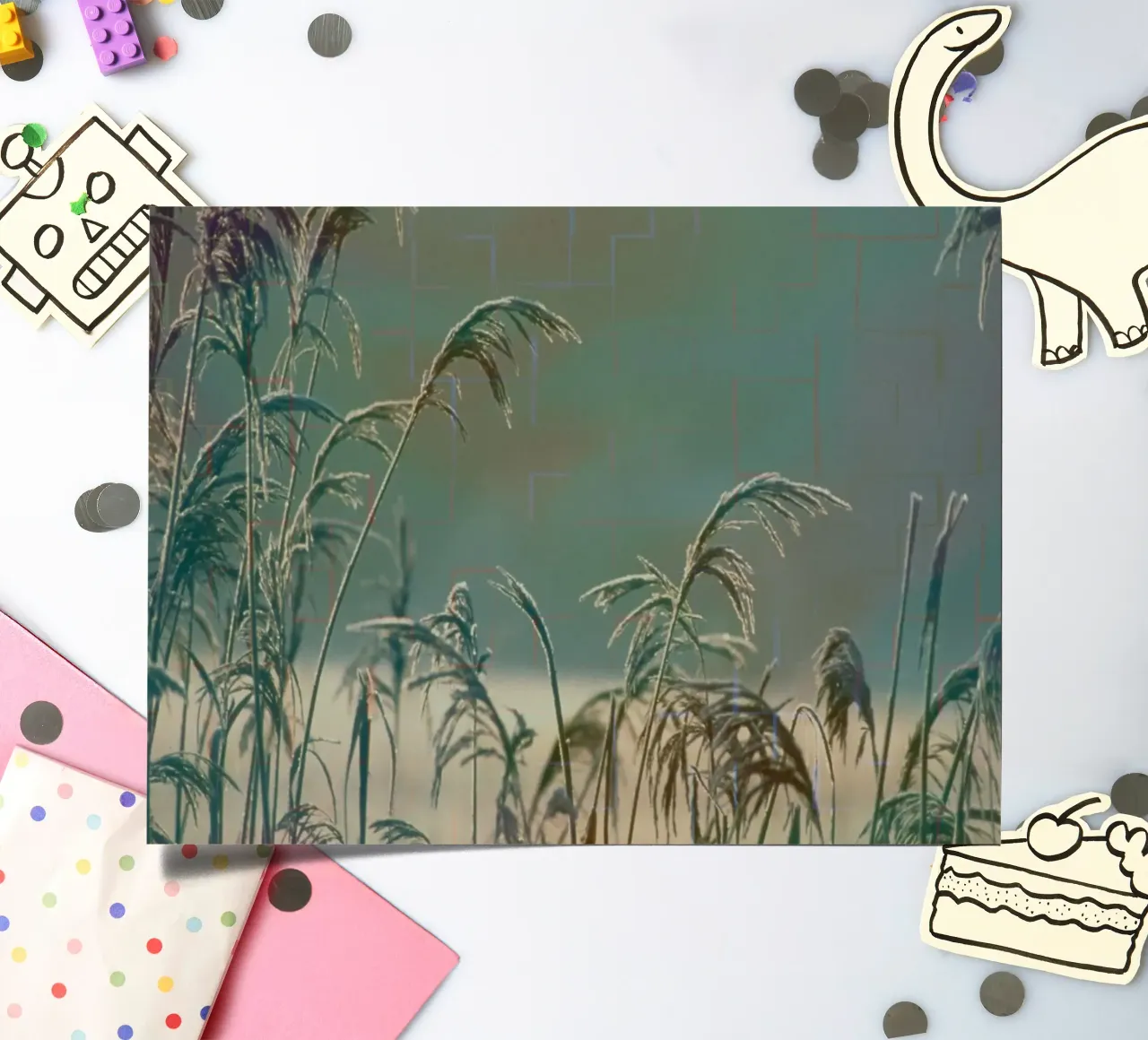 Reeds against a colourful background sticker sheet by Something for you