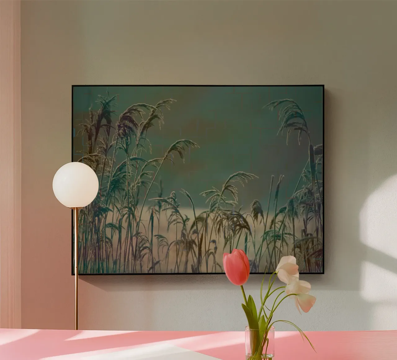 Reeds against a colourful background acrylic glass by Something for you