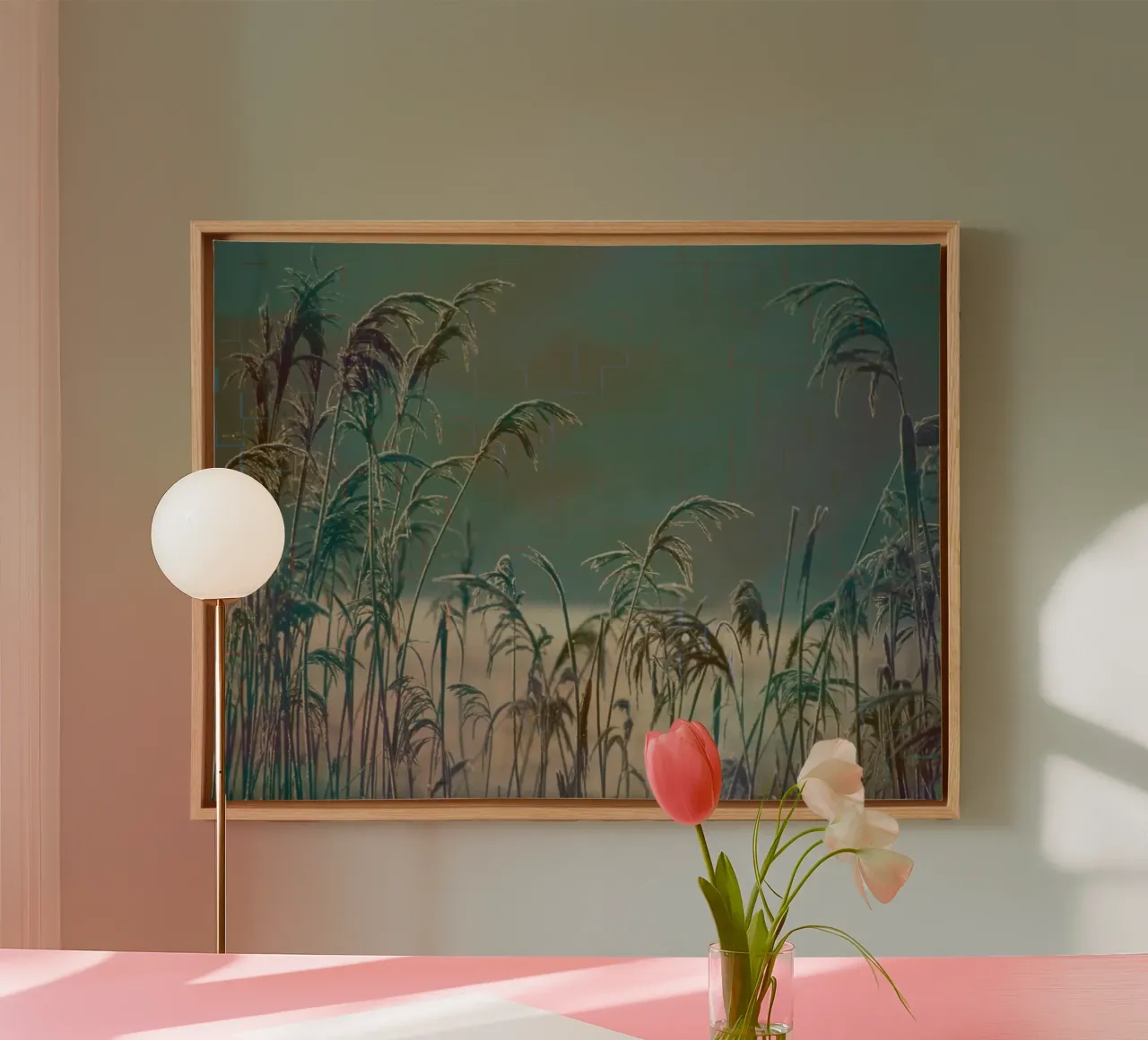 Reeds against a colourful background canvas by Something for you