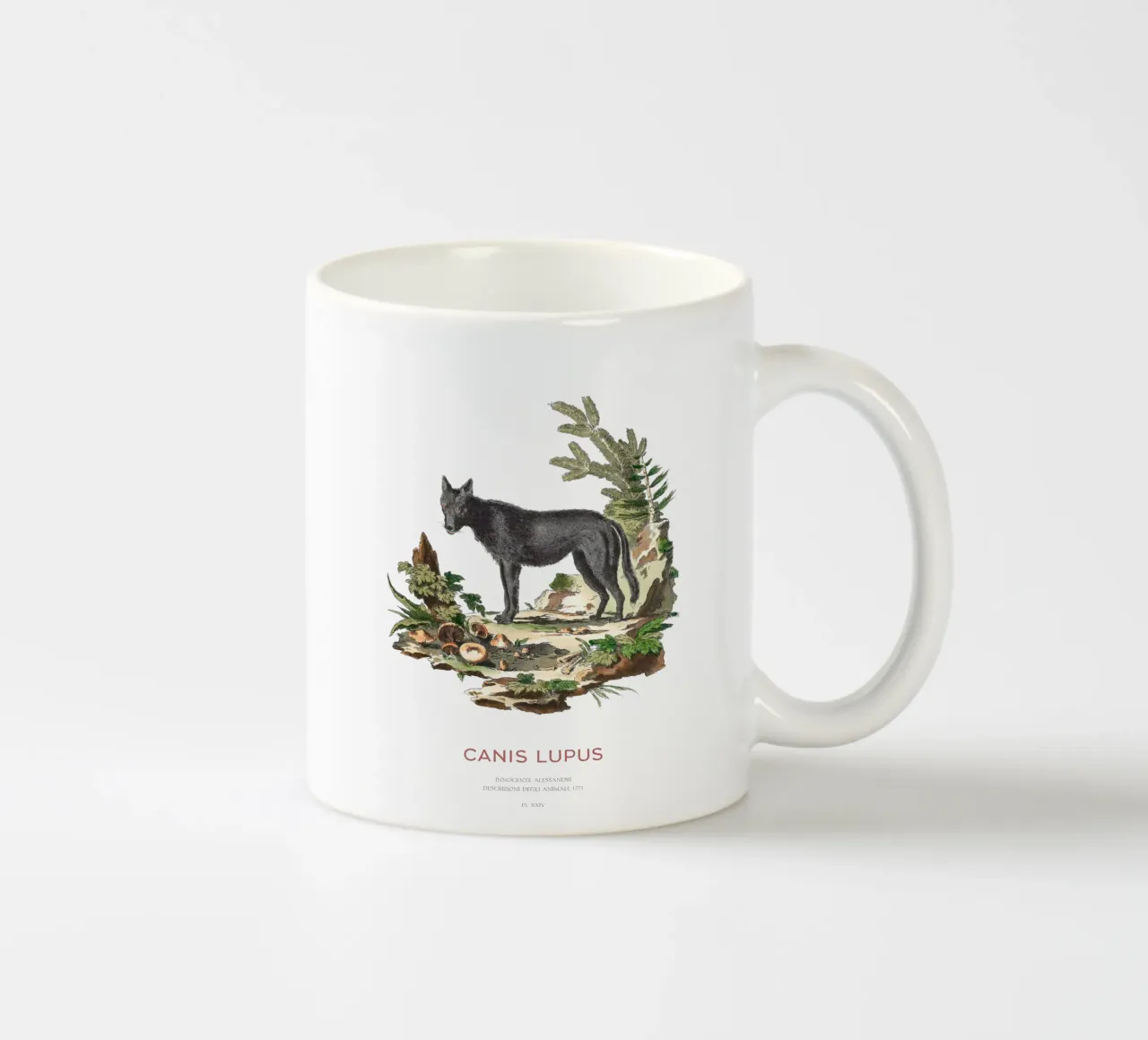 Lobo Negro Arte Científico Minimalista taza de cerámica de Vintagrafica