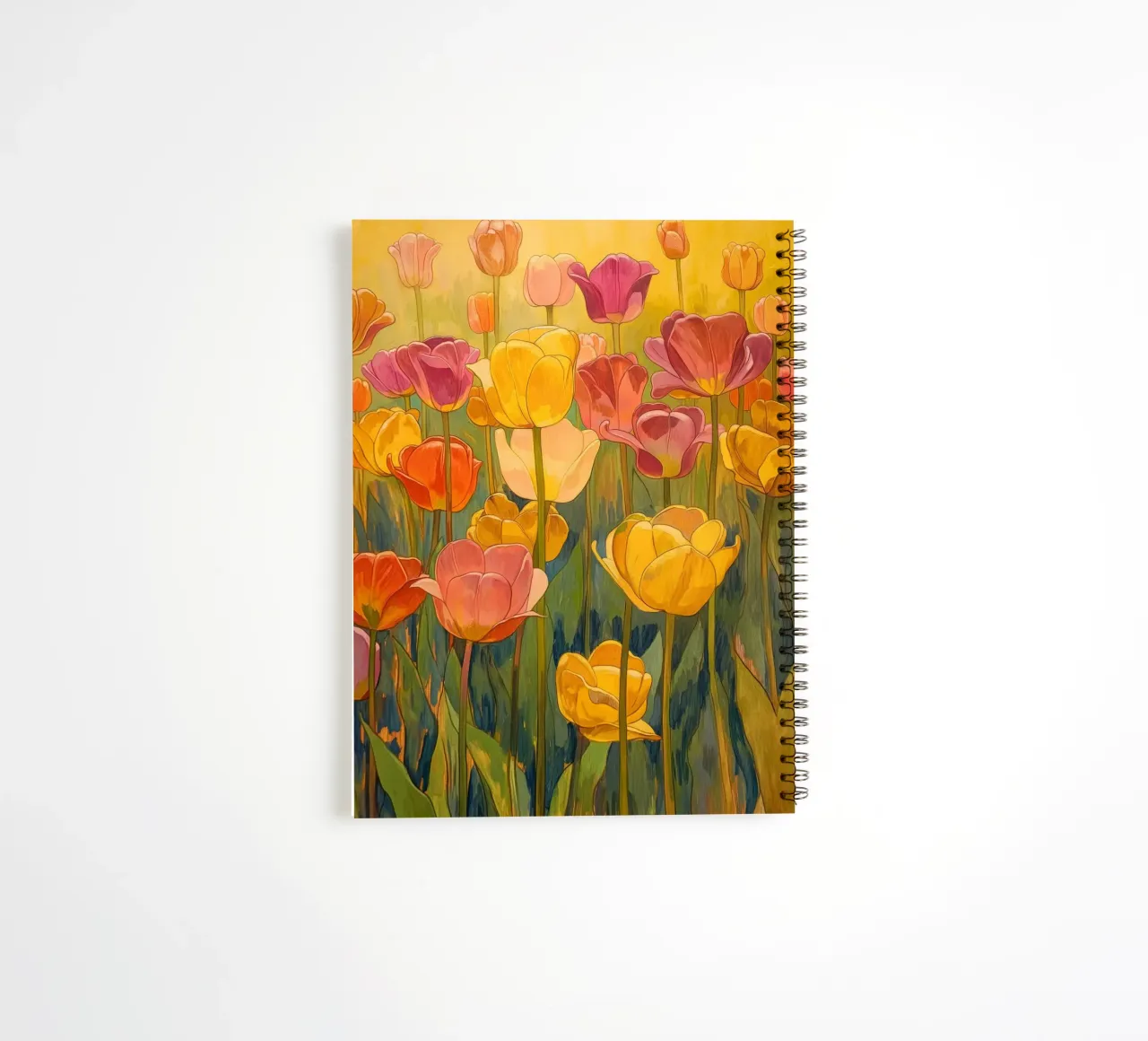 Abstract tulips spiral notebook by Imagine