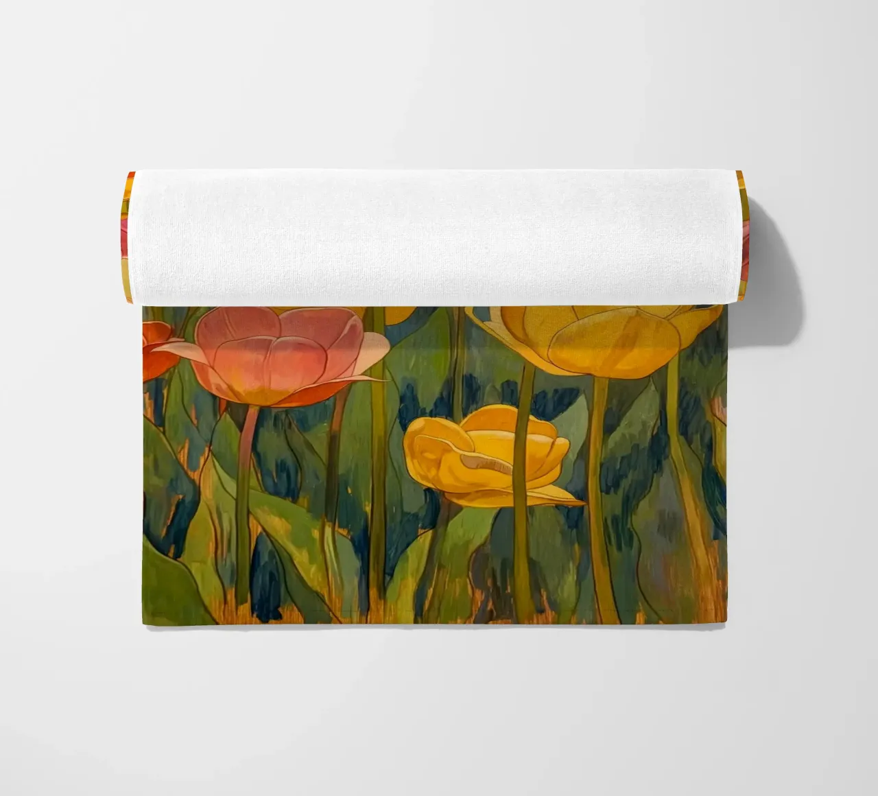 Abstract tulips beach towel by Imagine