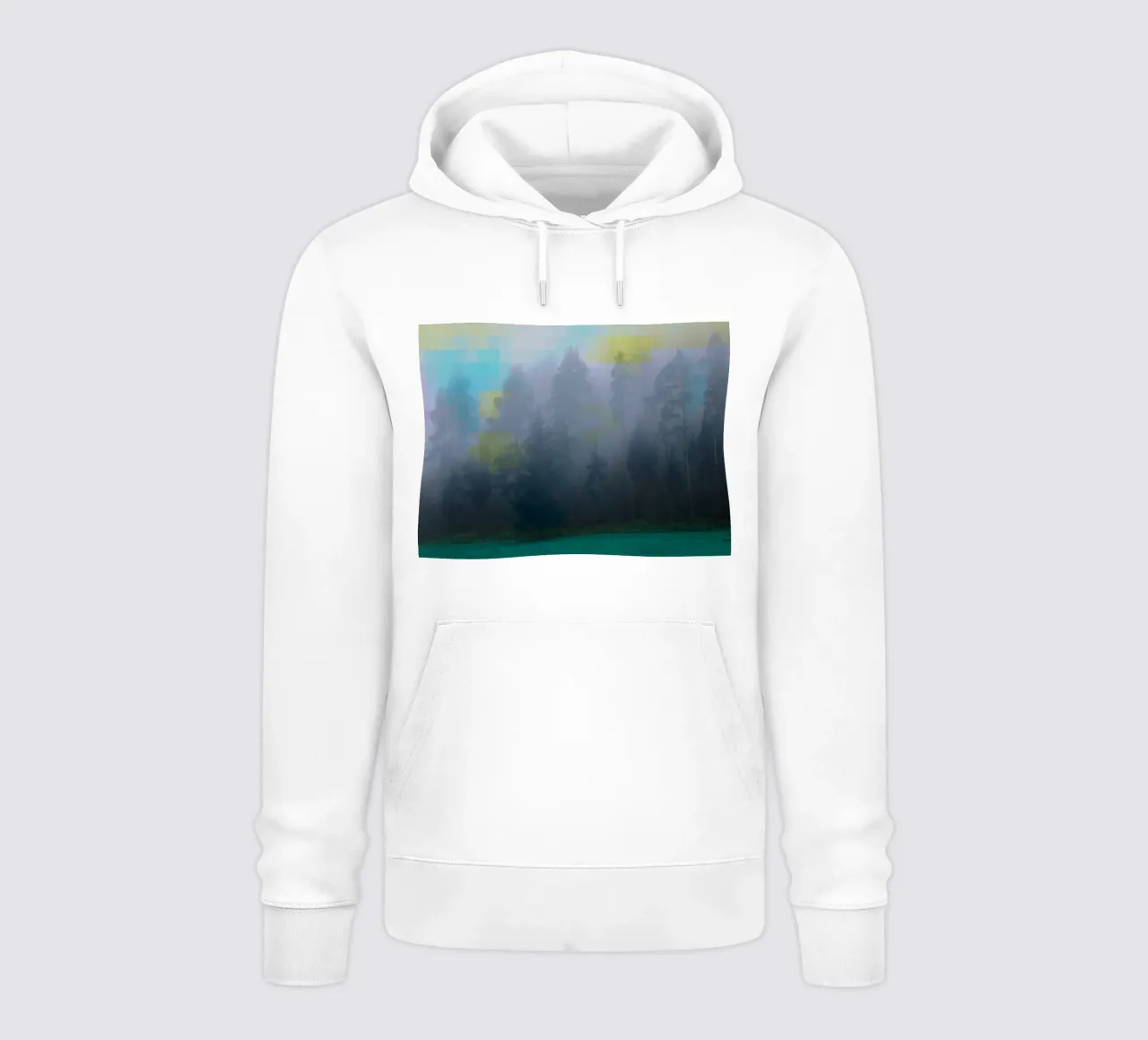 Foresta nella nebbia su uno sfondo colorato felpa con cappuccio da Something for you