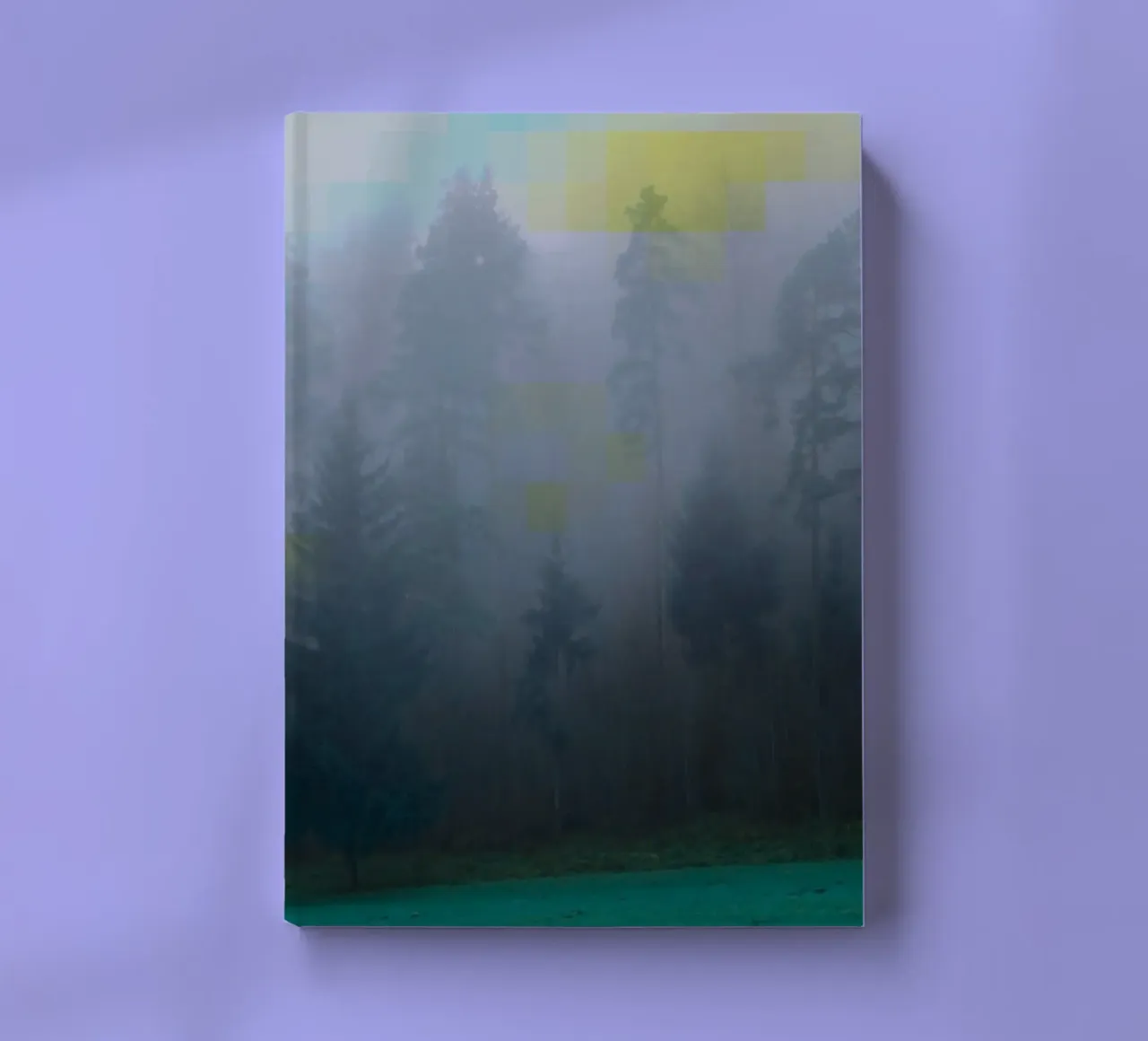 Forest in the fog against a colourful background notebook by Something for you