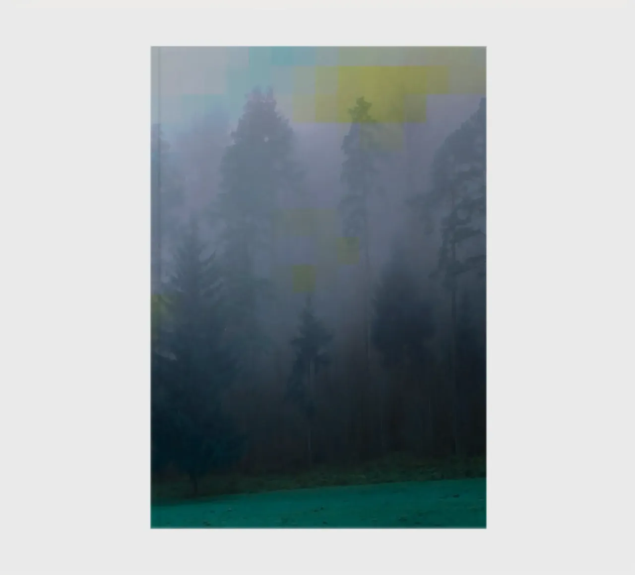 Forest in the fog against a colourful background notebook by Something for you