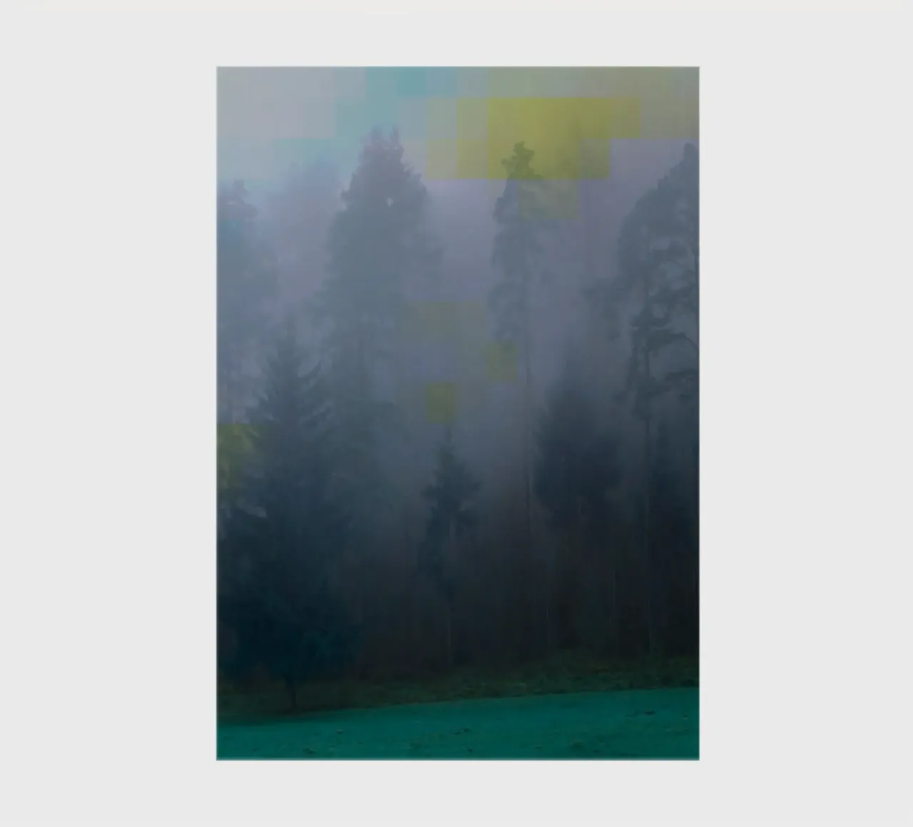 Forest in the fog against a colourful background notebook by Something for you
