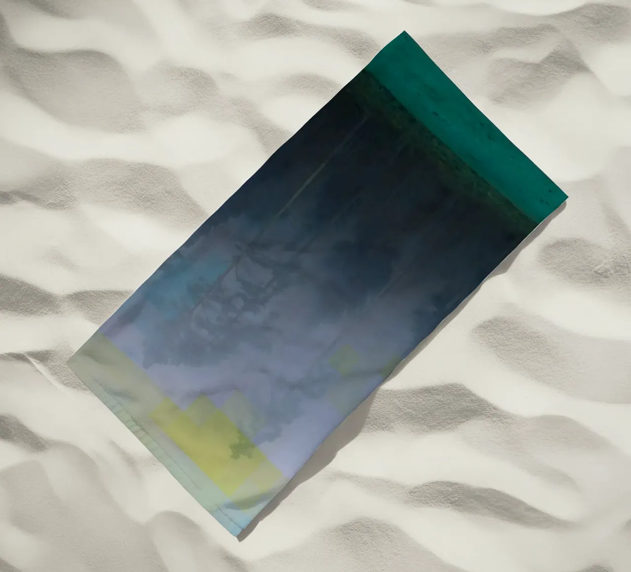 Forest in the fog against a colourful background beach towel by Something for you