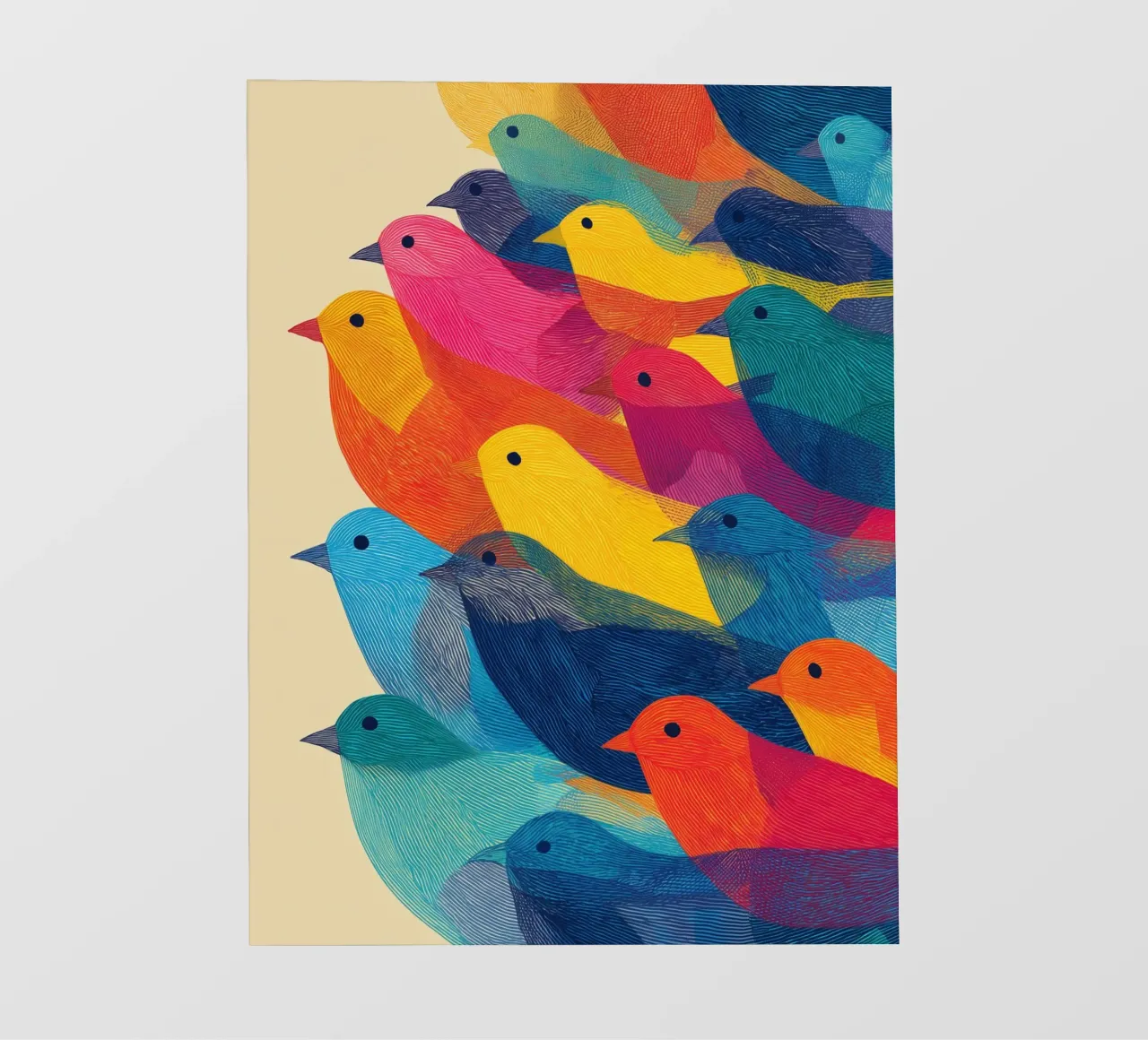 Sono tornati gli uccelli, stormo di colori e ritmo telo in pvc da Autofocus