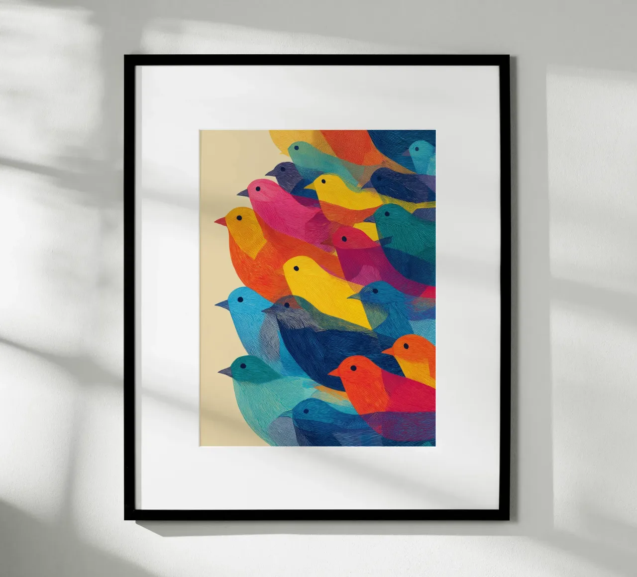 Sono tornati gli uccelli, stormo di colori e ritmo carta hahnemühle da Autofocus
