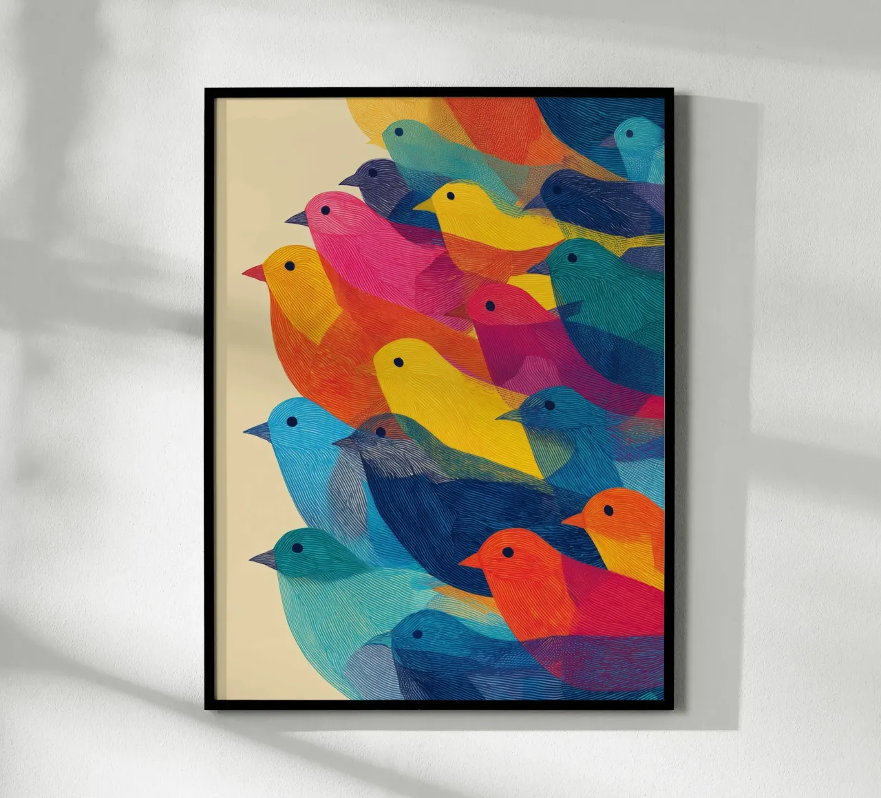 Sono tornati gli uccelli, stormo di colori e ritmo carta hahnemühle da Autofocus
