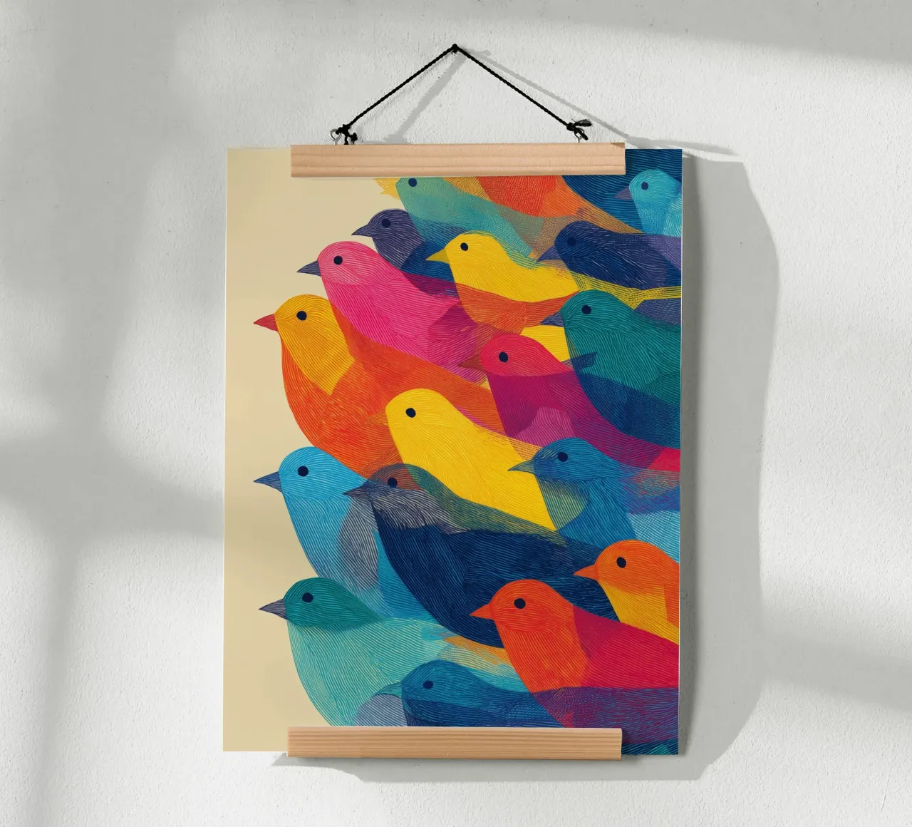 Sono tornati gli uccelli, stormo di colori e ritmo carta hahnemühle da Autofocus
