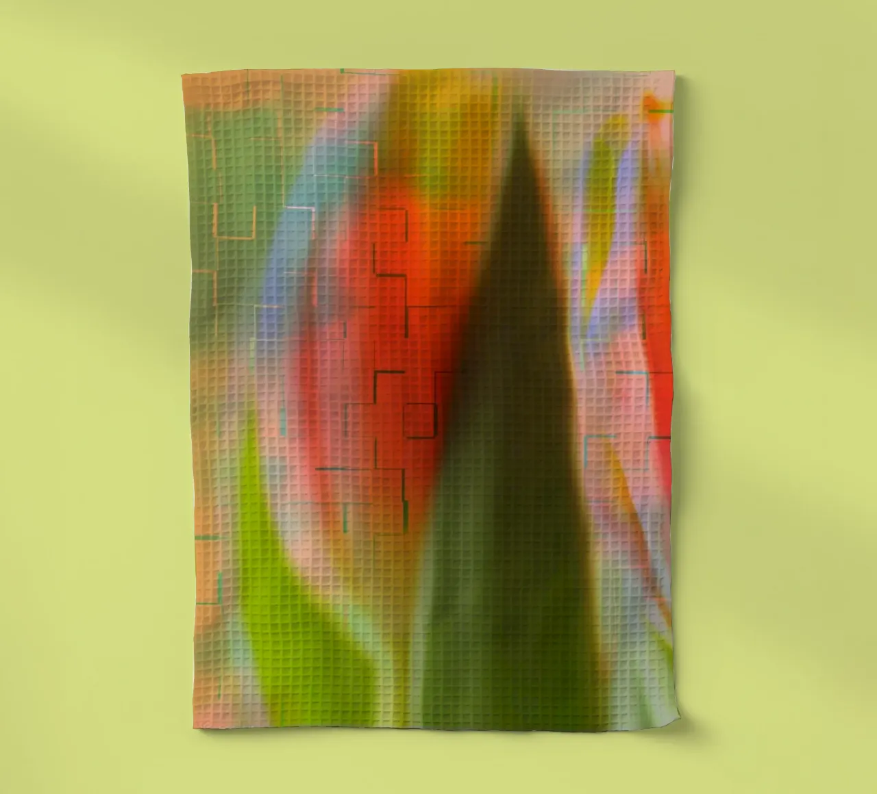 Red tulips against a colourful background tea towel by Something for you