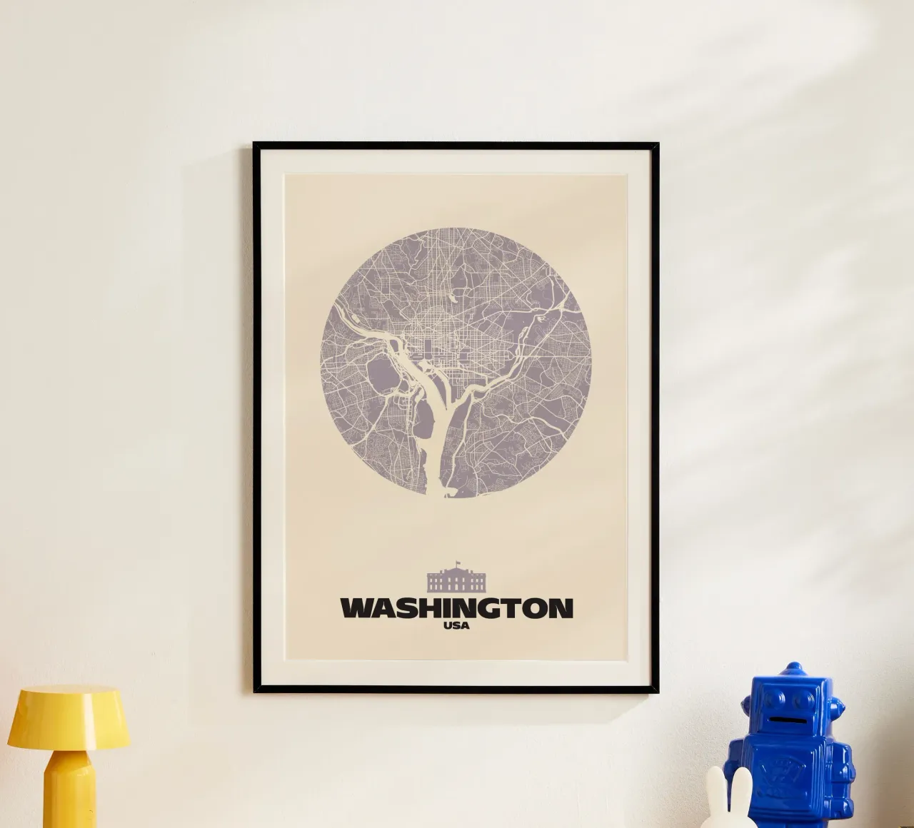 Washington Capital Geometry - City Circles poster con telaio in legno da MOOODZART