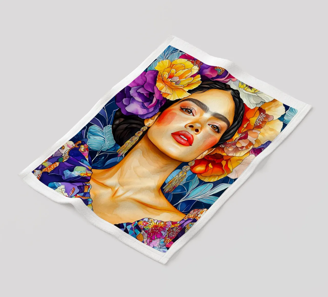 Mexican woman fleece blanket by Justyna Jaszke JBJart
