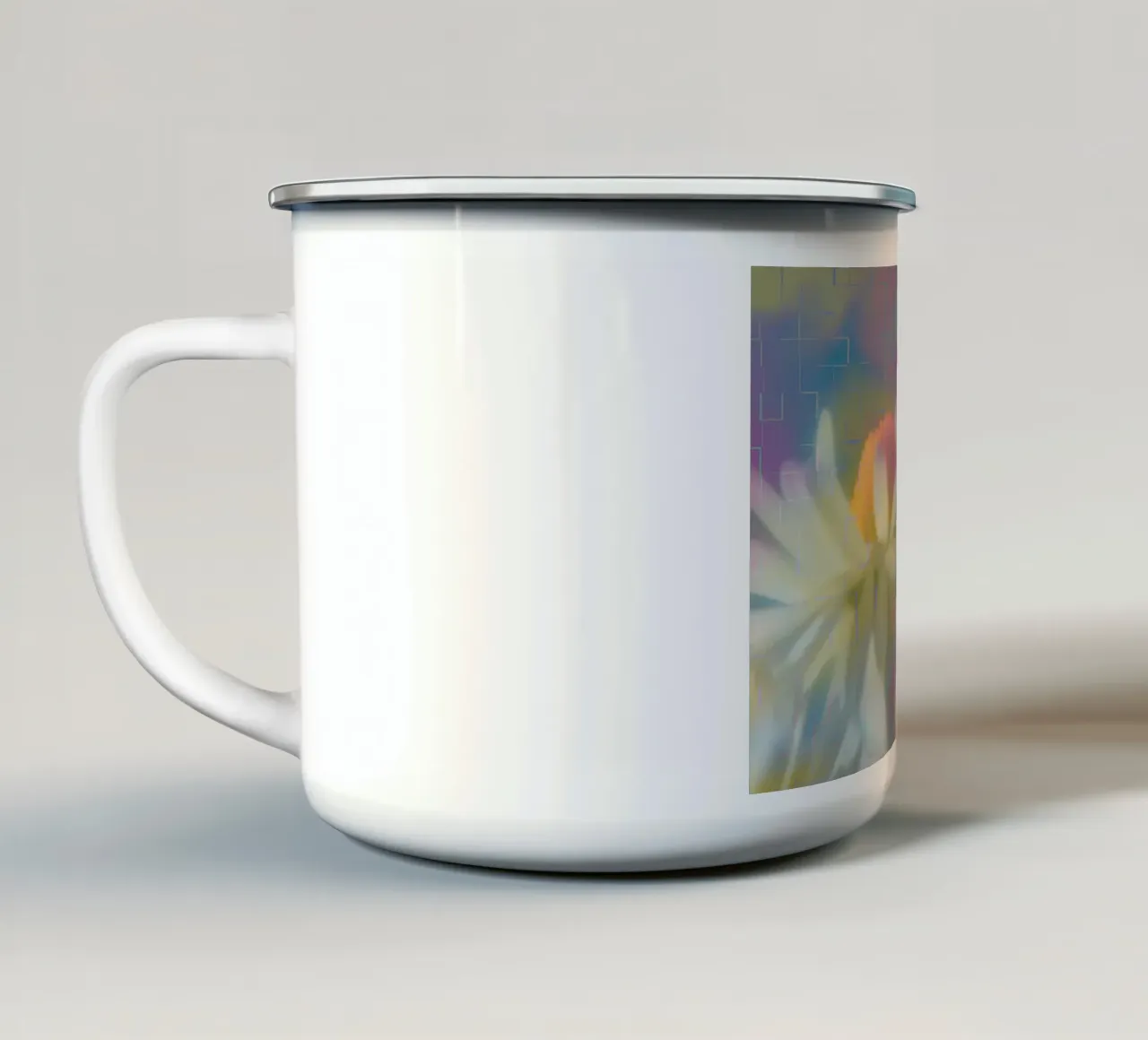 Due margherite su uno sfondo colorato tazza in smalto da Something for you