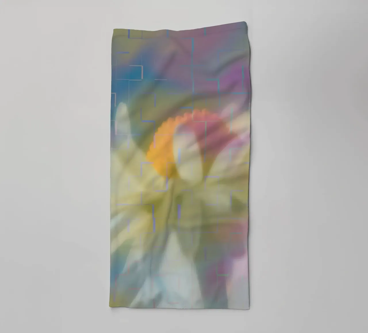 Two daisies against a colourful background towel by Something for you