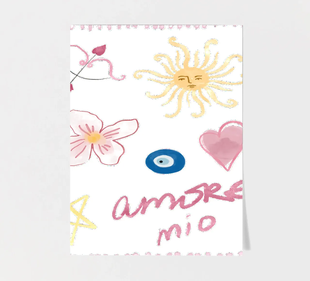 Italië Pictogrammen, La Dolce Vita, Soleil Grillige aquarelkunst stickervel van DolceVita