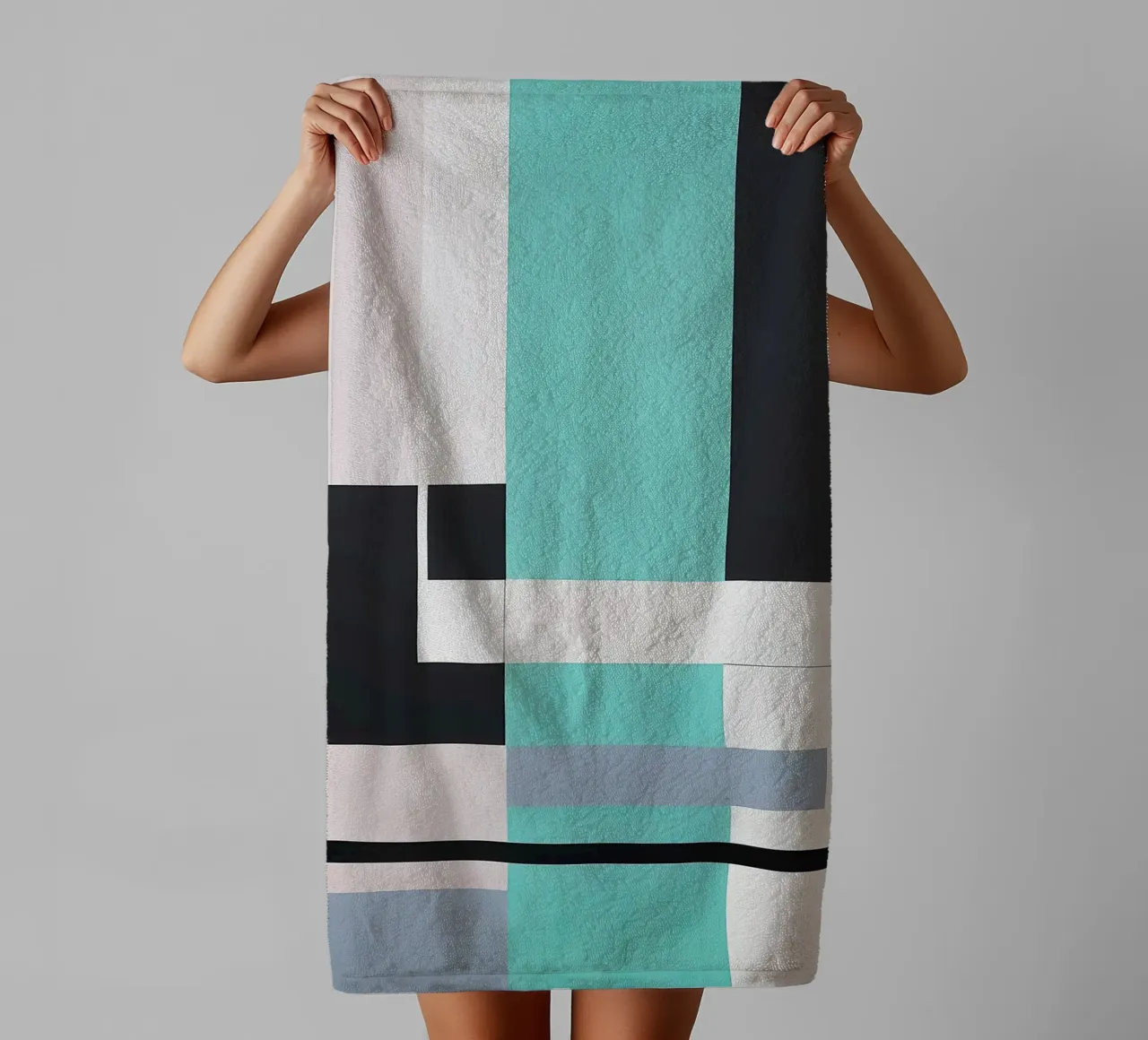 Geometric Balance in Soft Tones towel by Artbyvo