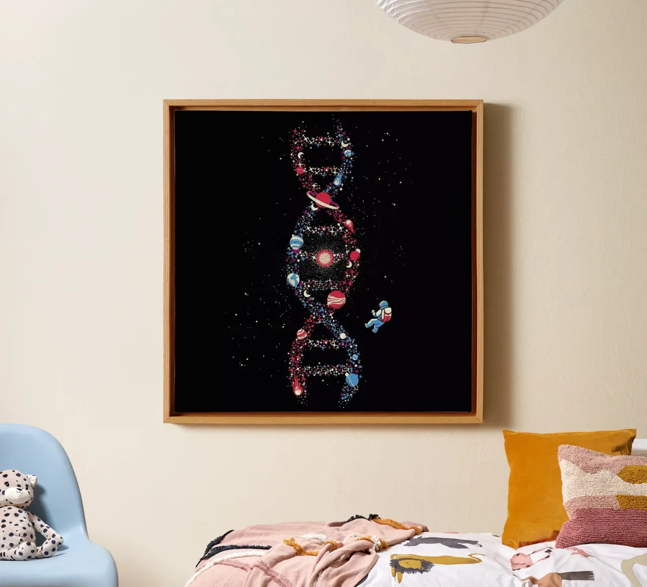 Dna Astronaut Galaxy We Are Stardust tela con Cornice a cassetta da Tobe Fonseca