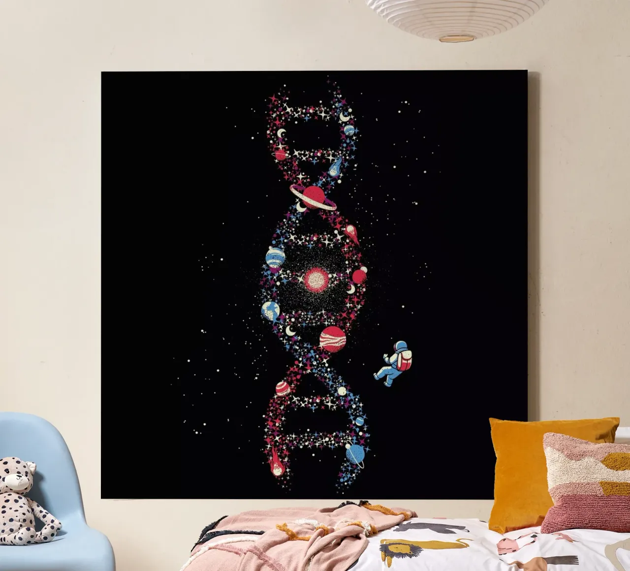Dna Astronaut Galaxy We Are Stardust tela con Cornice a cassetta da Tobe Fonseca