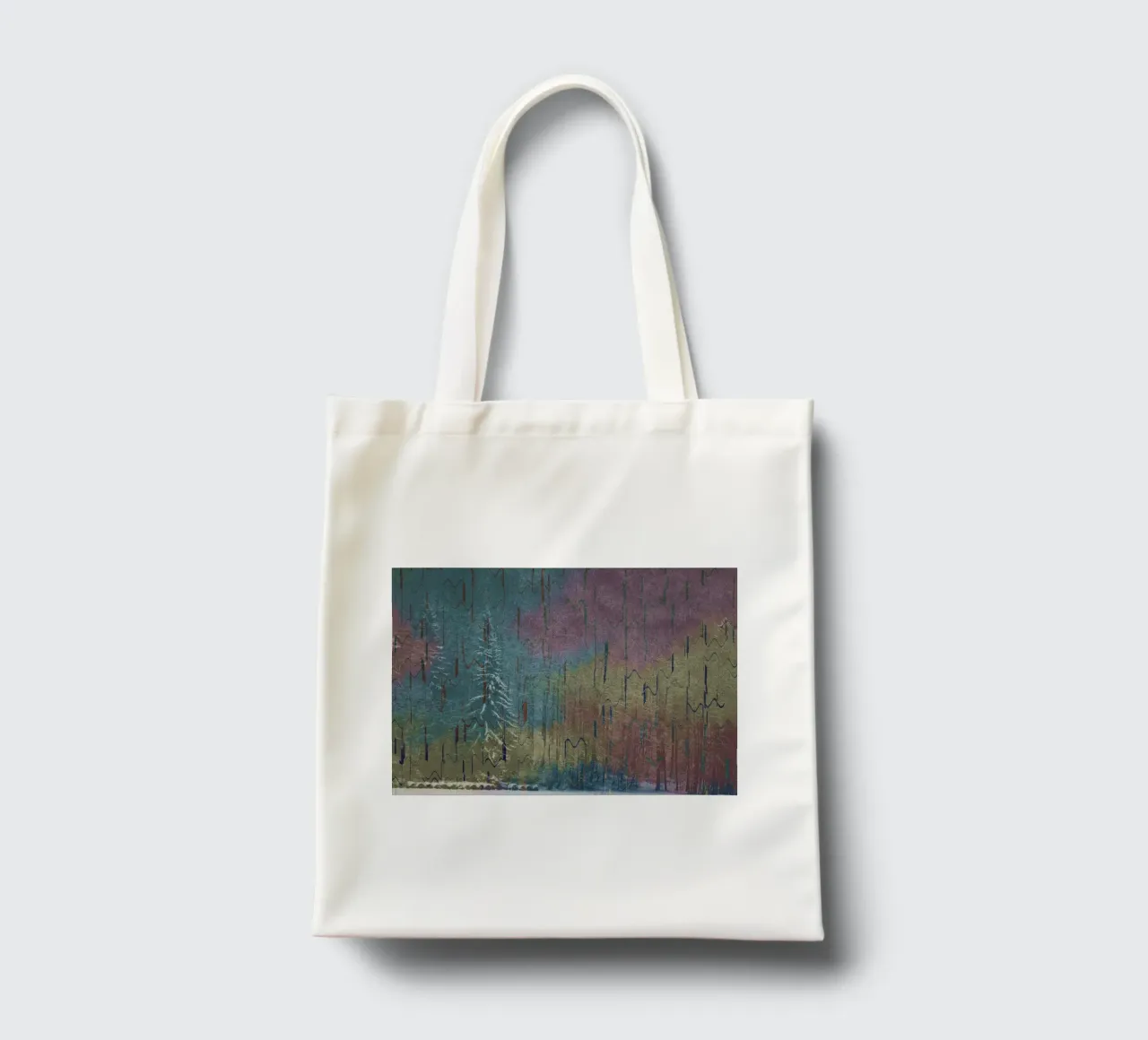 Two trees in winter against a colourful background tote bag by Something for you