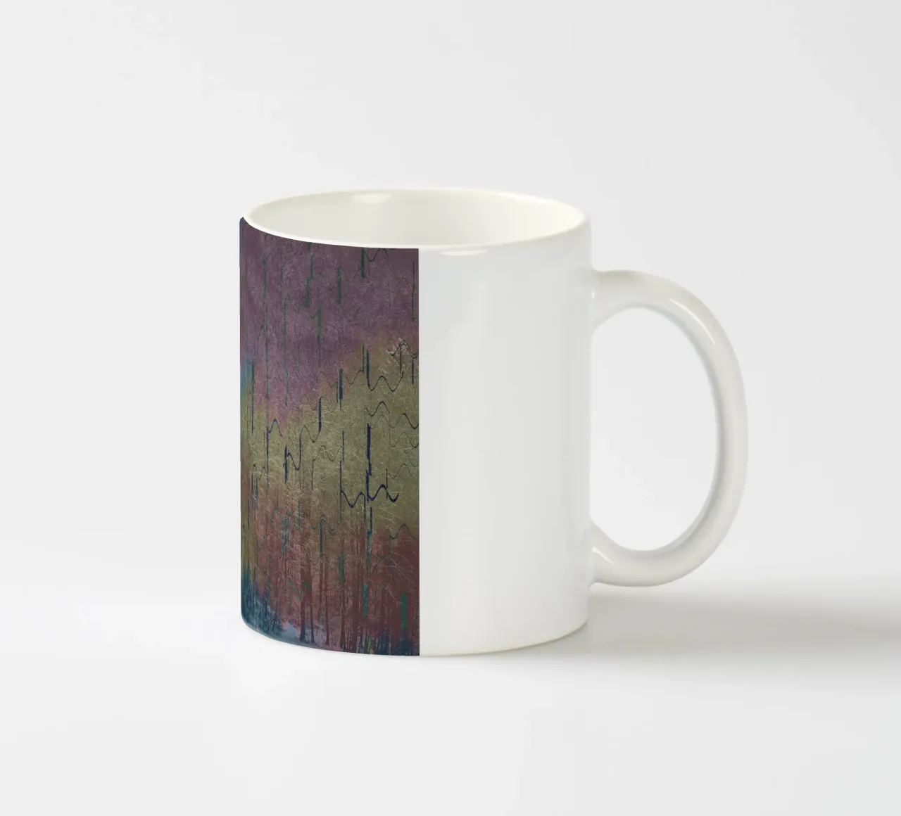 Due alberi in inverno su uno sfondo colorato tazza in ceramica da Something for you