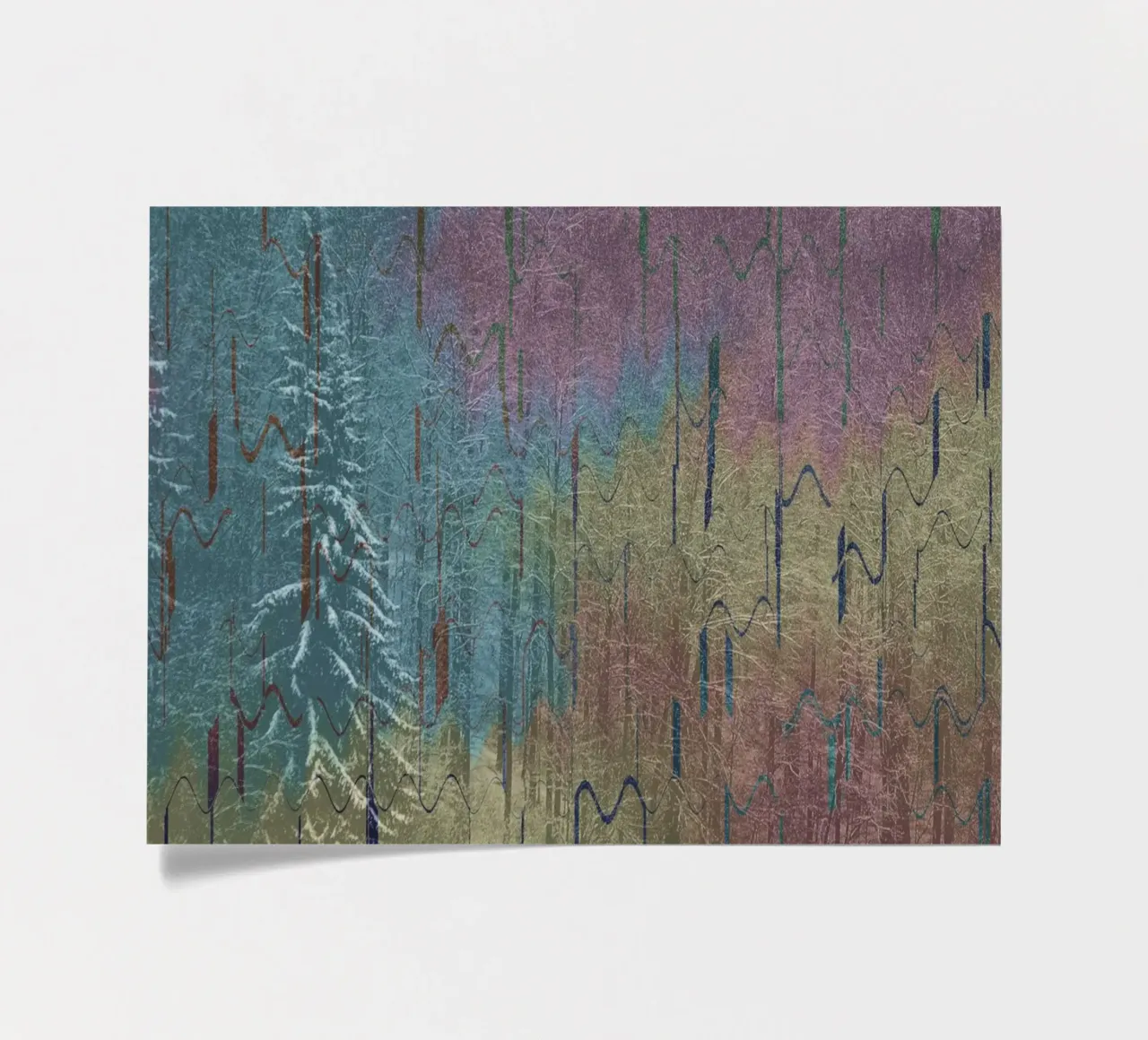 Two trees in winter against a colourful background sticker sheet by Something for you