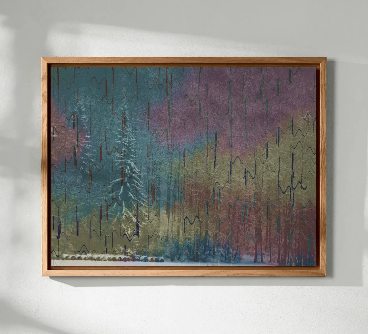 Due alberi in inverno su uno sfondo colorato alluminio dibond da Something for you