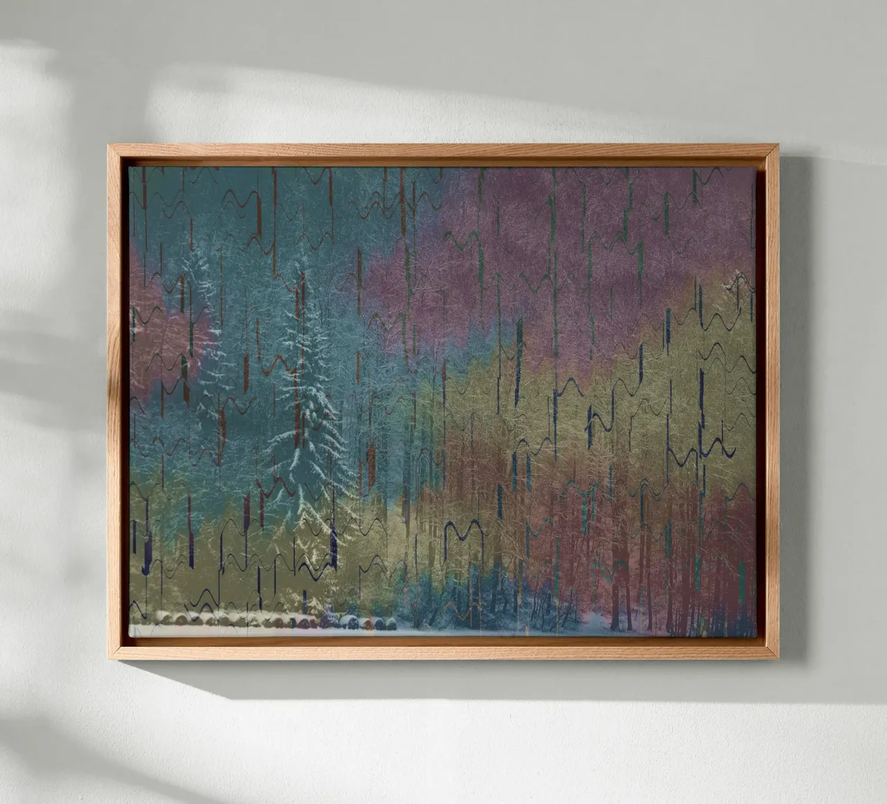 Two trees in winter against a colourful background canvas by Something for you