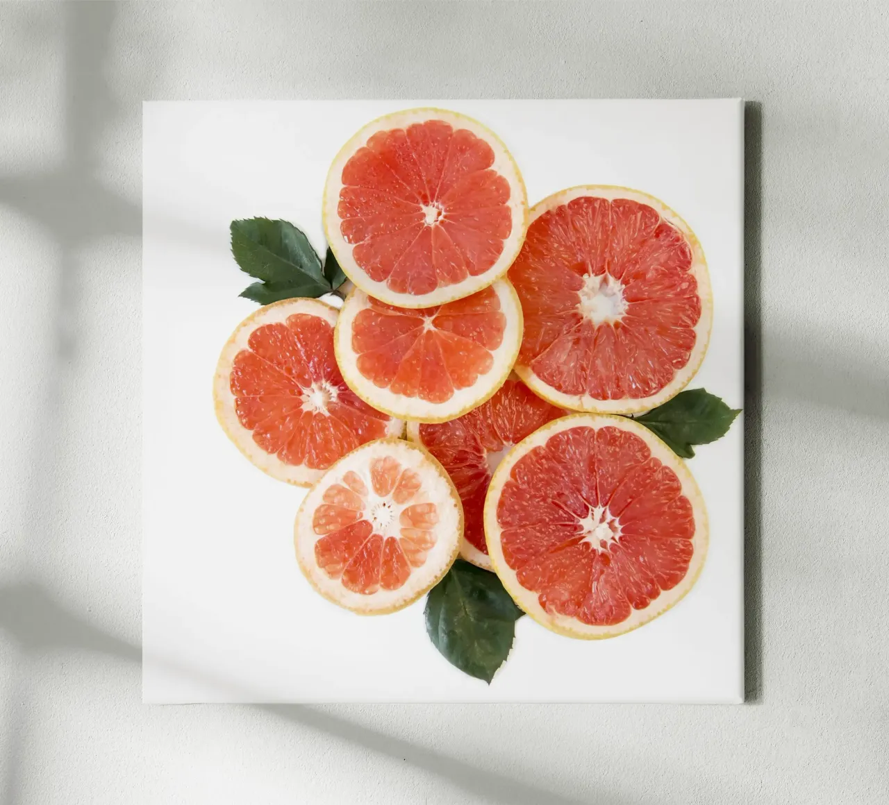 Grapefruit & Rozen canvas met Baklijst van PhotoVibe Decor