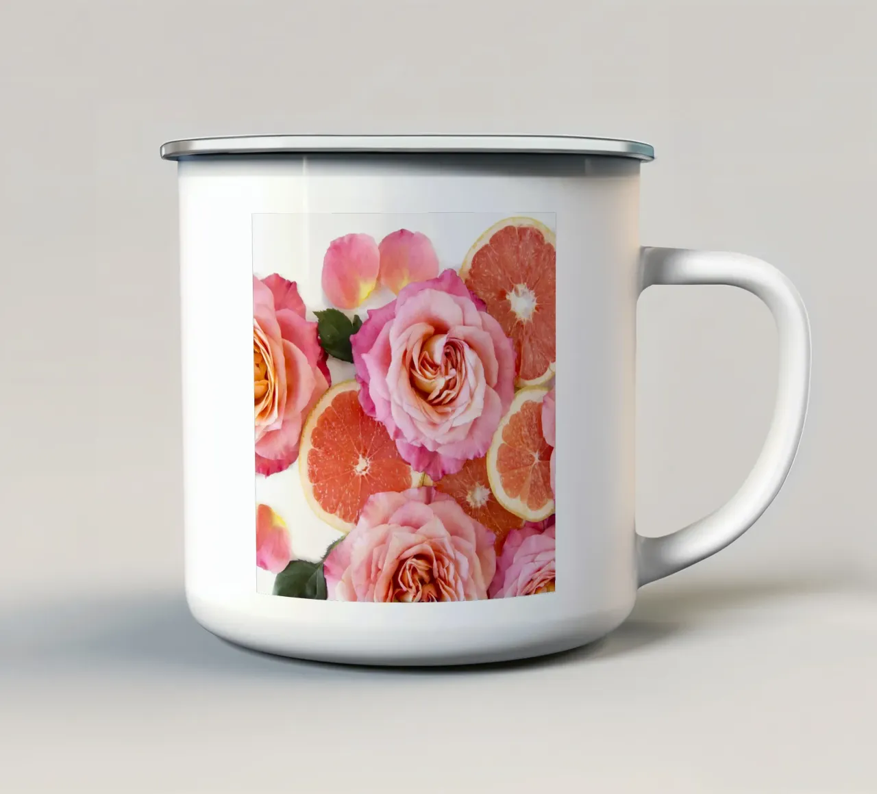 Pompelmo e rose tazza in smalto da PhotoVibe Decor