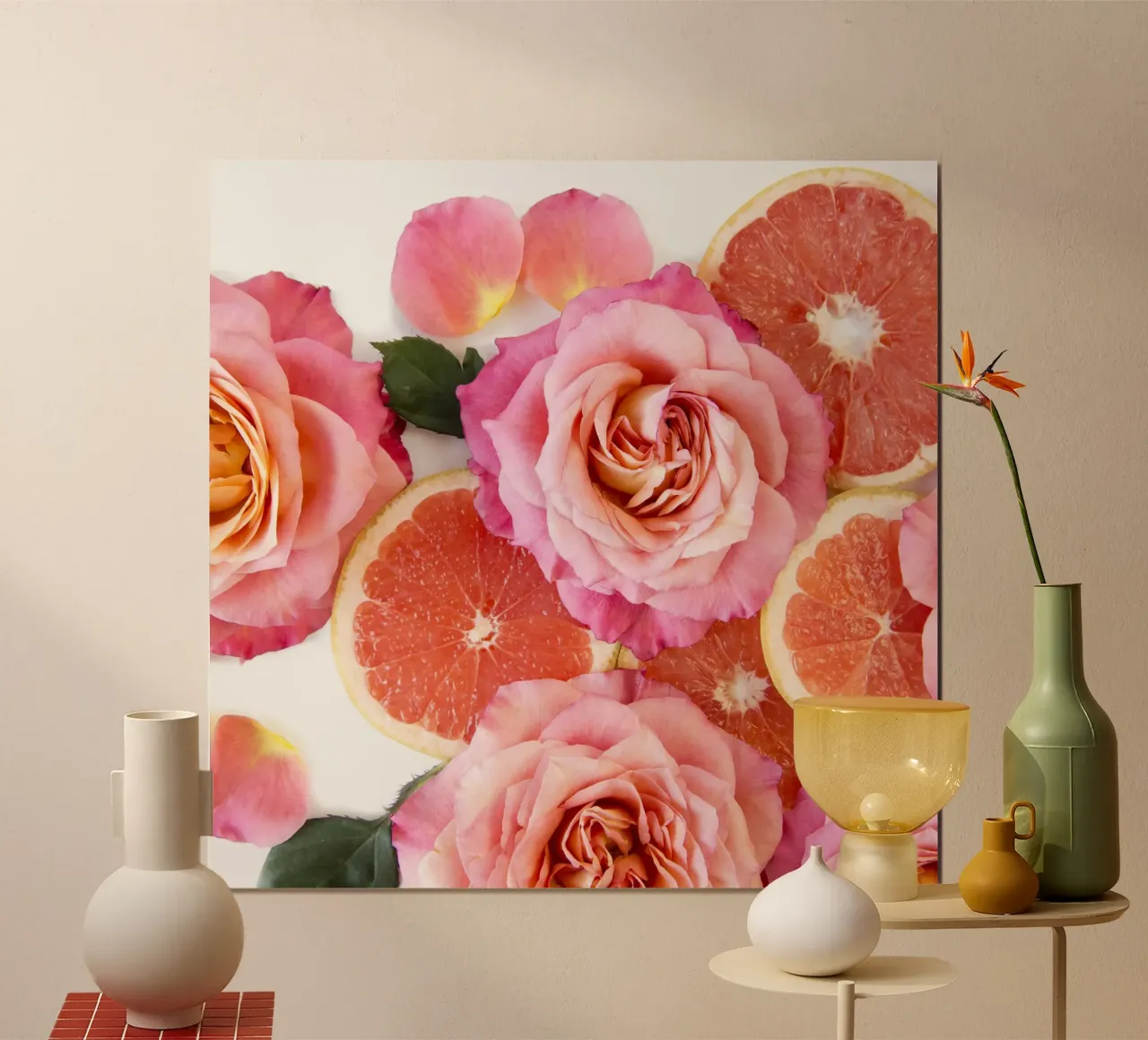 Pompelmo e rose poster da PhotoVibe Decor