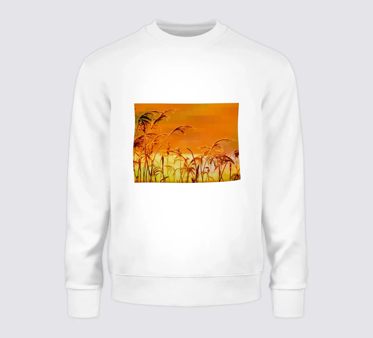 Cañas doradas sobre fondo rectangular naranja sudadera de Something for you