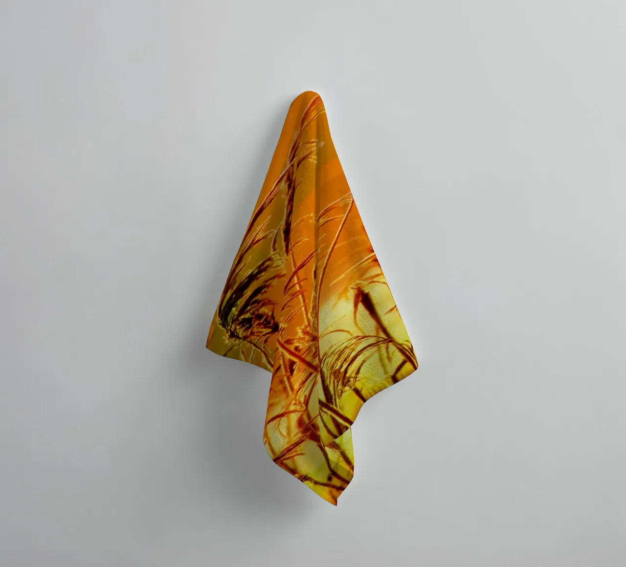 Golden reeds against an orange rectangular background towel by Something for you